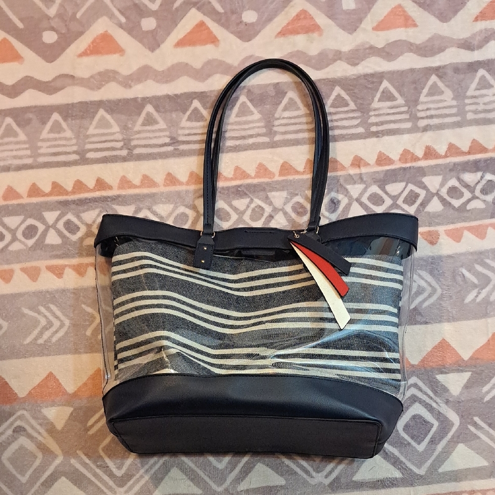 George Navy and Cream Striped Tote